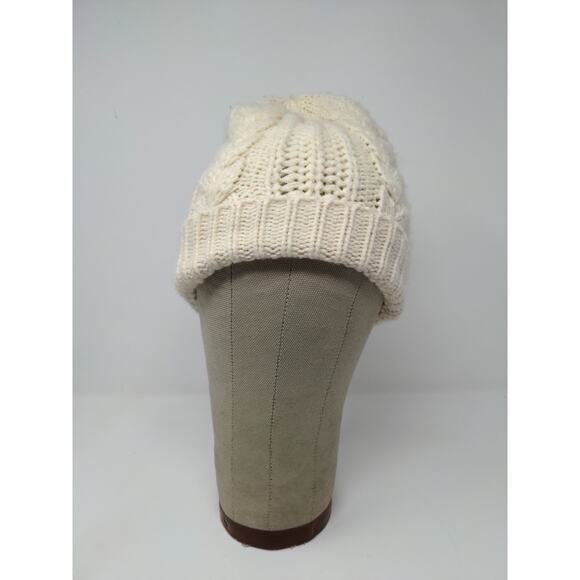K Accessories Cable Knit Beanie Hat 100% Recycle Material Cream - Picture 2 of 9